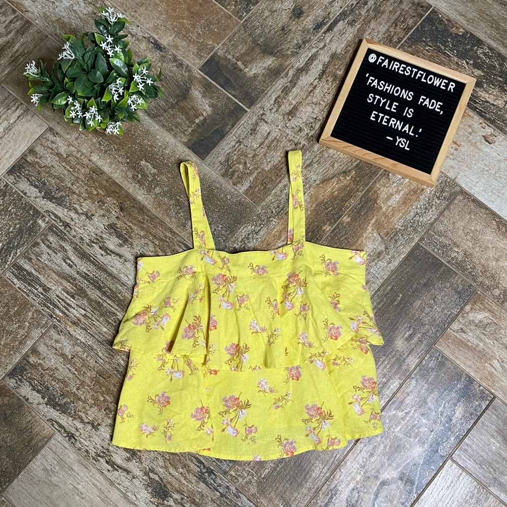 📢 3/$30📢 Linen Blend Ruffle Tank